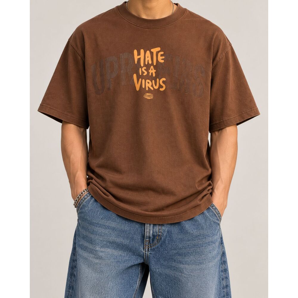 Brown Hate Is A Virus Graphic Streetwear Tee